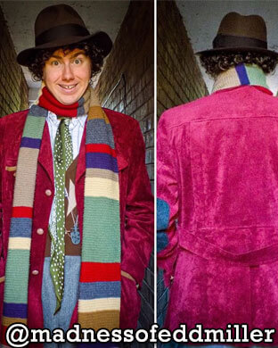 Doctor Who Fourth 4th Doctor Tom Baker Dark Red Corduroy Jacket Coat Cosplay Costume
