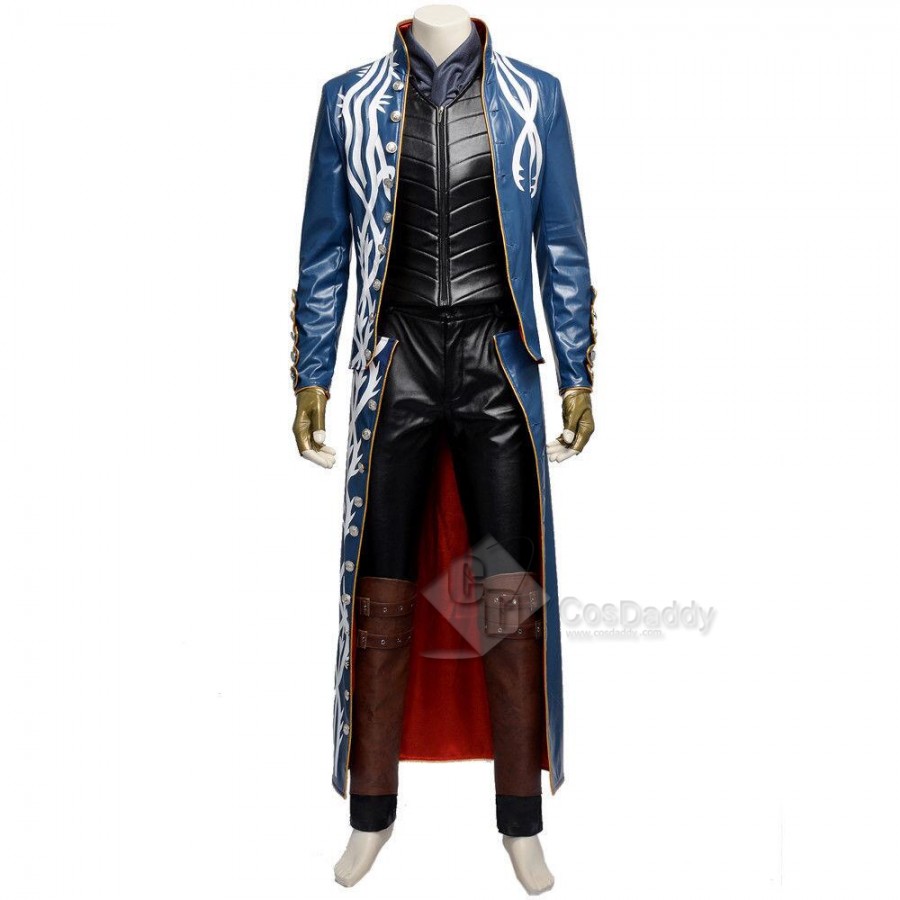 Devil May Cry 4 DMC4 Dante Pleather Jacket Trench Coat cosplay costume Full  Set