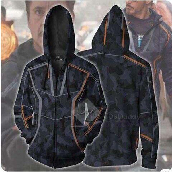 Iron Man Tony Stark Hoodie 3D Printed Zipper Sweatshirt