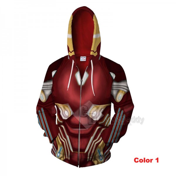 Tony Stark Iron Man Hoodie 3D Printed Zipper Sweatshirt