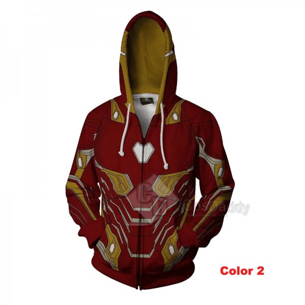 Tony Stark Iron Man Hoodie 3D Printed Zipper Sweatshirt