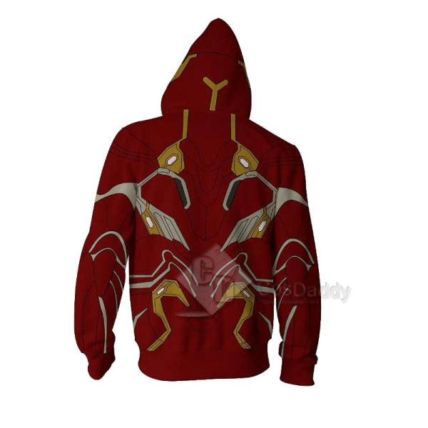 Tony Stark Iron Man Hoodie 3D Printed Zipper Sweatshirt