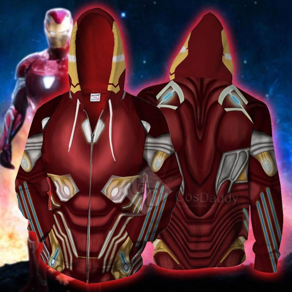 Tony Stark Iron Man Hoodie 3D Printed Zipper Sweatshirt