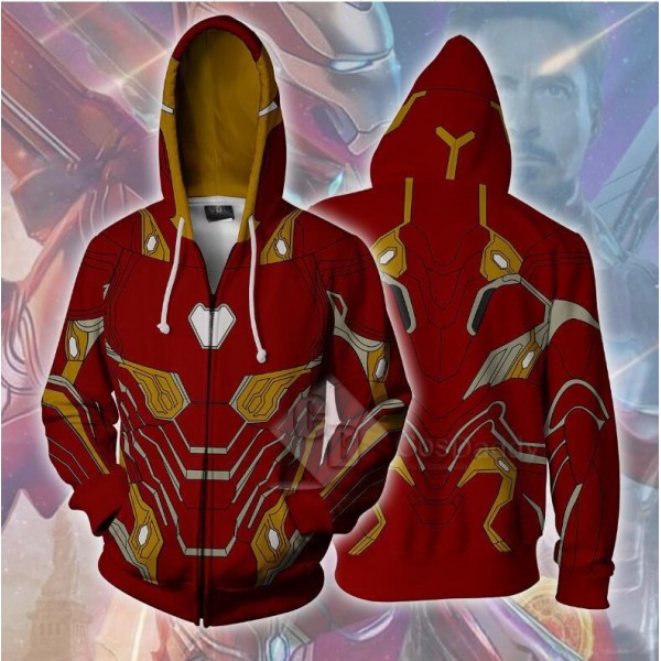 Tony Stark Iron Man Hoodie 3D Printed Zipper Sweatshirt