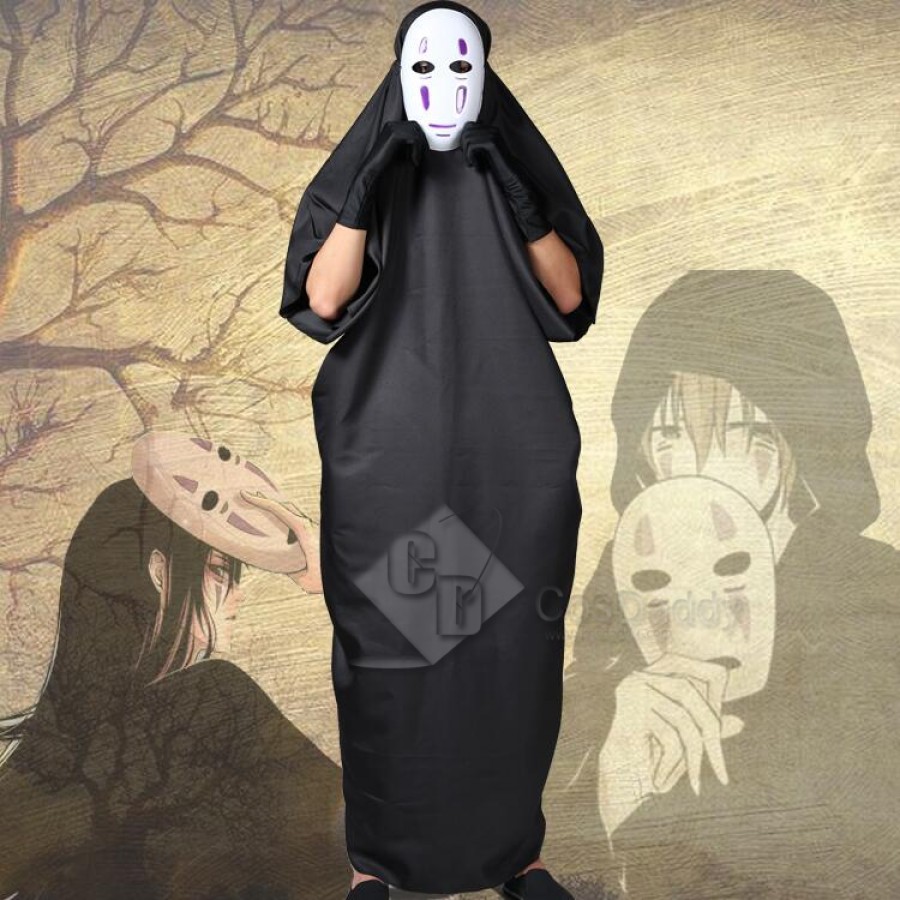 Spirited Away No Face Man Cosplay Halloween Mask Costume Full Set 