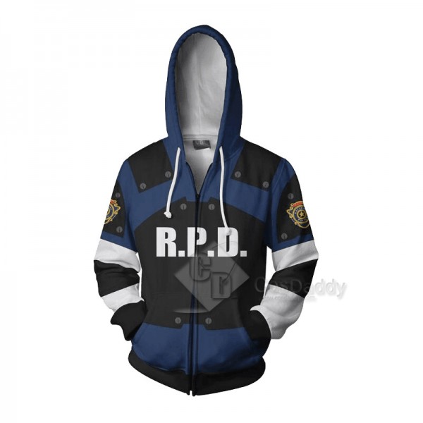 Resident Evil 2 Remake Biohazard Re:2 Leon Scott Kennedy 3D Printed Zip Hoodie Sweatshirt