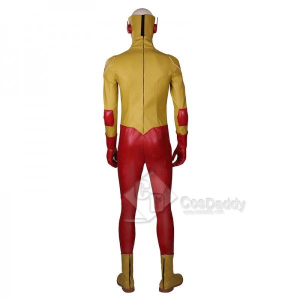 Young Justice Kid Flash Wally West Jumpsuit Mask Cosplay Costume