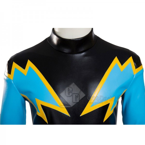 Justice League DC Comics Superhero Black Lightning  Jefferson Pierce Jumpsuit Mask Cosplay Costume