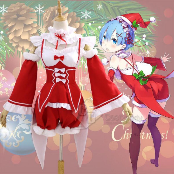 Re: Life in a different world from zero Rem Remu Christmas Dress Cosplay Costume