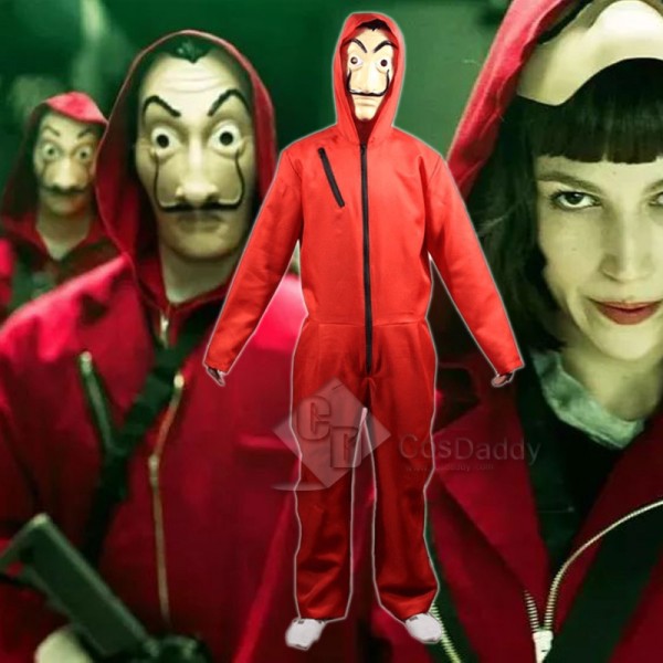 Salvador Dali La Casa De Papel Money Heist Red Jumpsuit Kids Adult Cosplay Costume