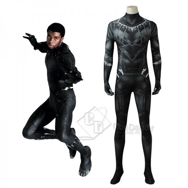 Captain America 3 Civil War Black Panther King T'Challa Tights Jumpsuit Cosplay Costume