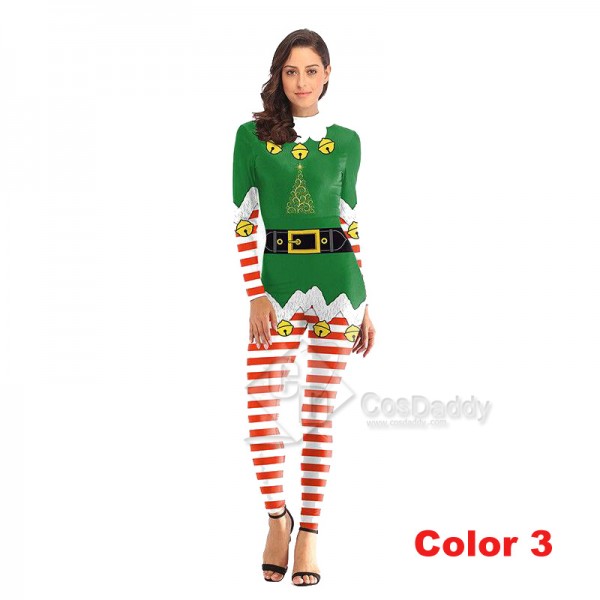 3D Graphic Print Women Jumpsuit Christmas Bodysuit Santa Claus Cosplay Costume