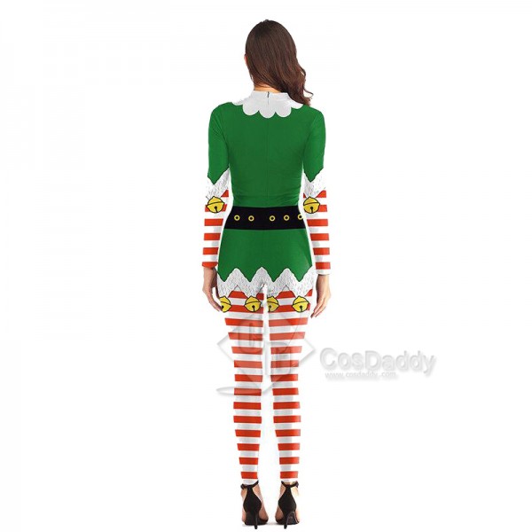 3D Graphic Print Women Jumpsuit Christmas Bodysuit Santa Claus Cosplay Costume