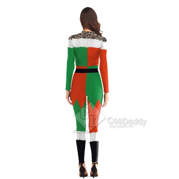 3D Graphic Print Women Jumpsuit Christmas Bodysuit Santa Claus Cosplay Costume