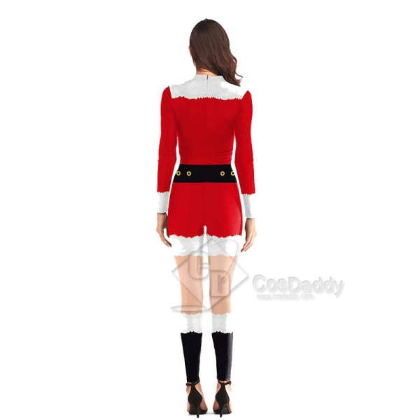 3D Graphic Print Women Jumpsuit Christmas Bodysuit Santa Claus Cosplay Costume