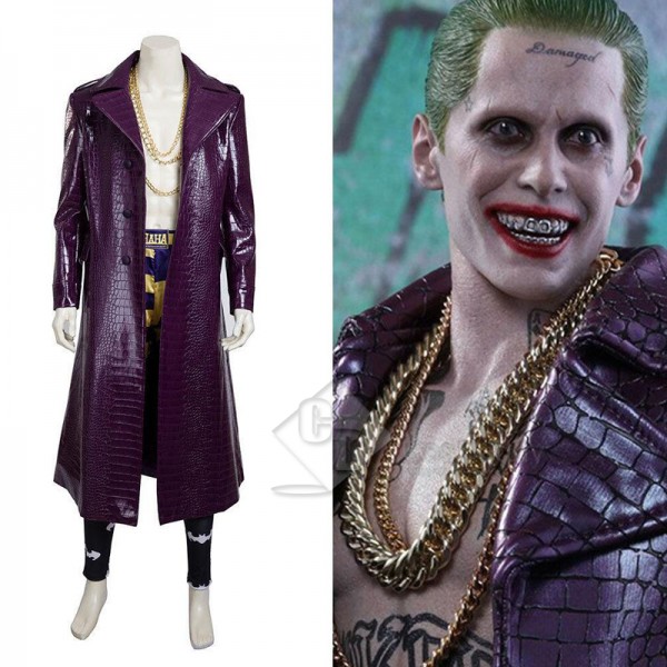 Suicide Squad The Joker Purple Long Coat Shorts Cosplay Costume