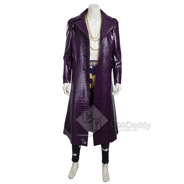 Suicide Squad The Joker Purple Long Coat Shorts Cosplay Costume