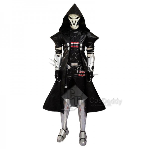 Overwatch Reaper Gabriel Reyes Cosplay Black Battle Suit Costume