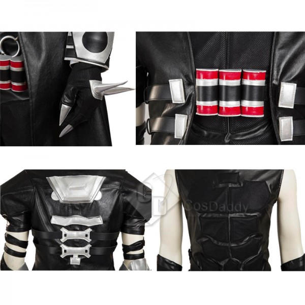Overwatch Reaper Gabriel Reyes Cosplay Black Battle Suit Costume