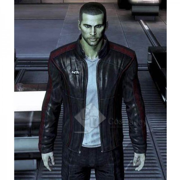 Game Mass Effect 3 John·Shepard N7 Leather Jacket Cosplay Costume