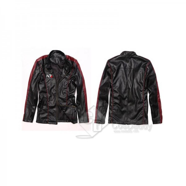 Game Mass Effect 3 John·Shepard N7 Leather Jacket Cosplay Costume