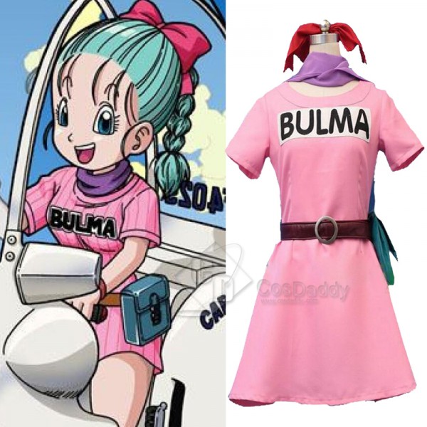 Dragon Ball Z Bulma Pink Dress Cosplay Costume