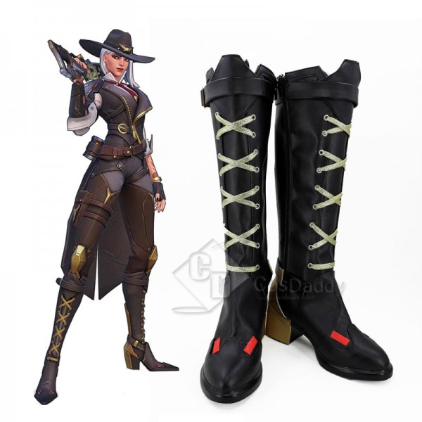 Overwatch OW Ashe Cosplay Shoes Long Boots