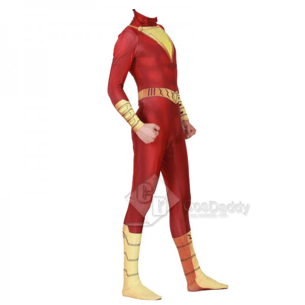 Shazam Billy Batson Captain Marvel Cloak Jumpsuit Cosplay Costume