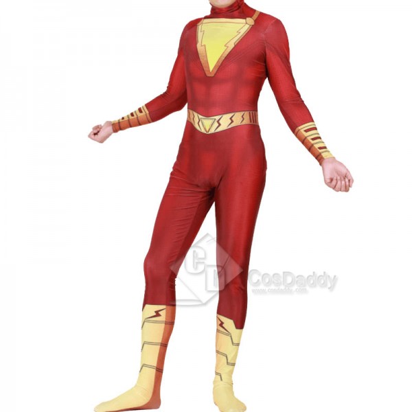 Shazam Billy Batson Captain Marvel Cloak Jumpsuit Cosplay Costume