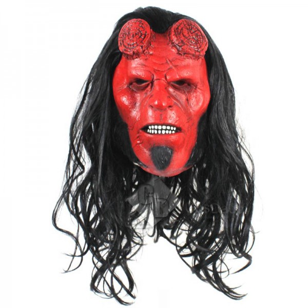 Hellboy: Rise of the Blood Queen Hellboy Mask Wig Halloween Cosplay Props