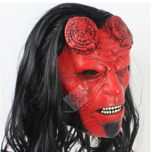 Hellboy: Rise of the Blood Queen Hellboy Mask Wig Halloween Cosplay Props