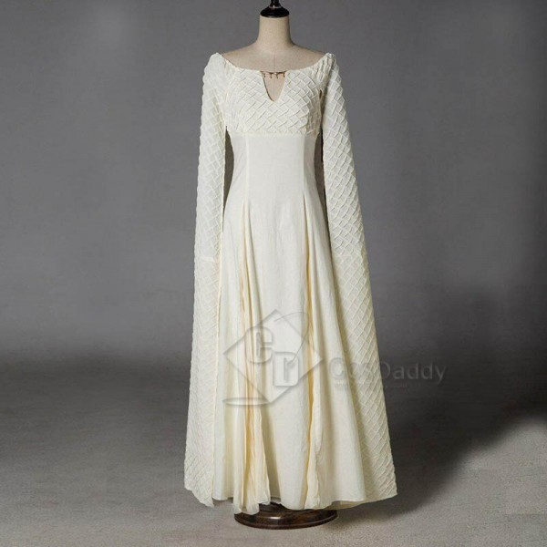 Game of Thrones Queen Daenerys Targaryen White Long Dress Cape Cosplay Costume