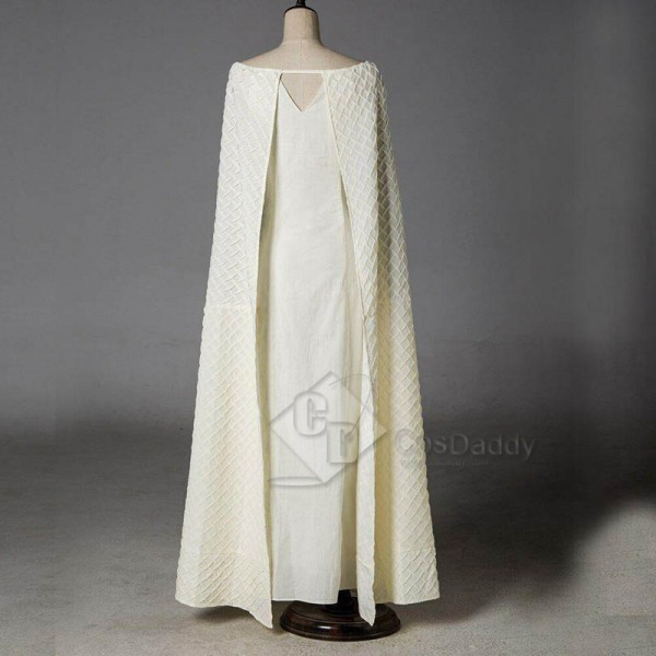 Game of Thrones Queen Daenerys Targaryen White Long Dress Cape Cosplay Costume