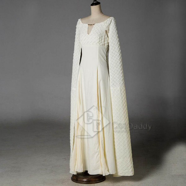 Game of Thrones Queen Daenerys Targaryen White Long Dress Cape Cosplay Costume