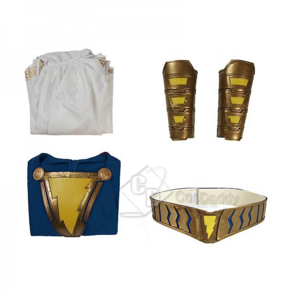 Shazam! Captain Marvel Billy Batson Blue Version Jumpsuit Cape Cosplay Costume