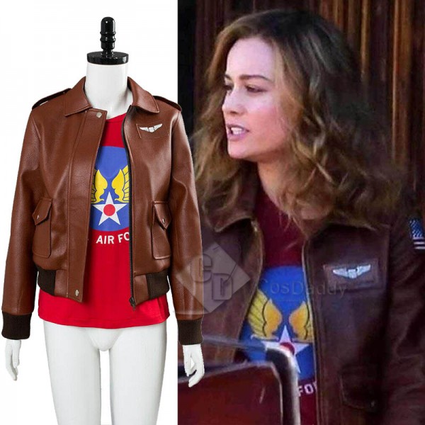 Captain Marvel Carol Danvers U.S.Air Force T Shirt Bomber Jacket Cosplay Costume