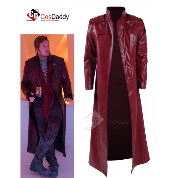 Cosdaddy Guardians of The Galaxy 2 Peter Quill Star-Lord Red Long Trench Coat Cosplay Costume 