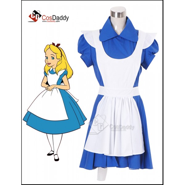Alice In Wonderland Movie Blue Alice Dress Cosplay Costume