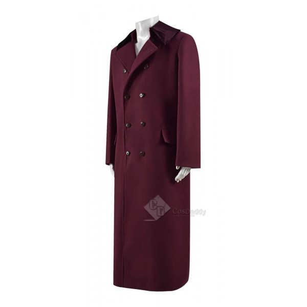 Doctor Who fourth 4th Doctor Burgundy Long Trench Wool Coat Cosplay Costume