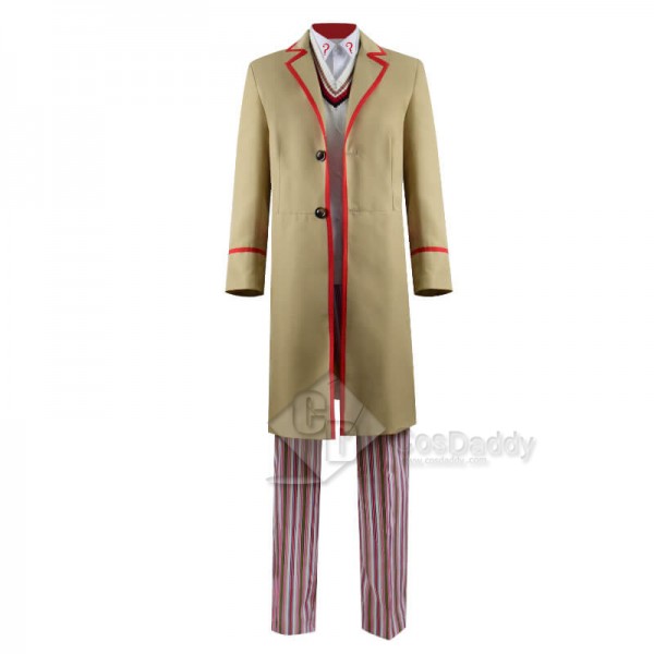 Cosdaddy Doctor Who fifth 5th Beige Coat Cosplay Full Set Costume