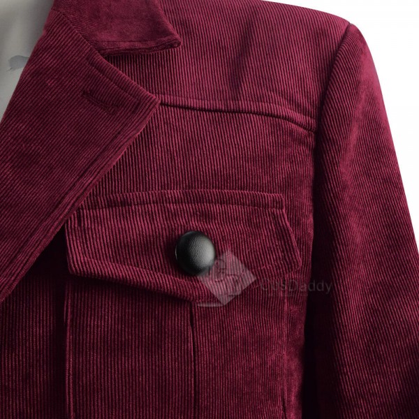 Doctor Who Fourth 4th Doctor Tom Baker Dark Red Corduroy Jacket Coat Cosplay Costume