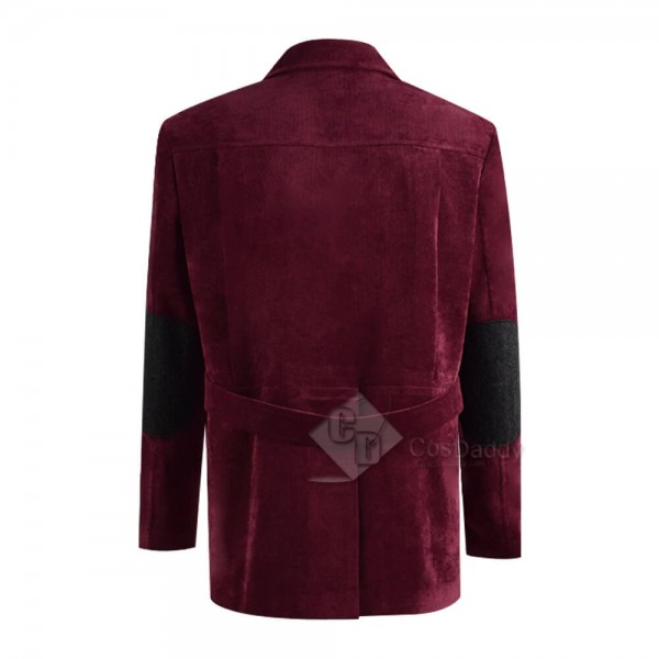 Doctor Who Fourth 4th Doctor Tom Baker Dark Red Corduroy Jacket Coat Cosplay Costume