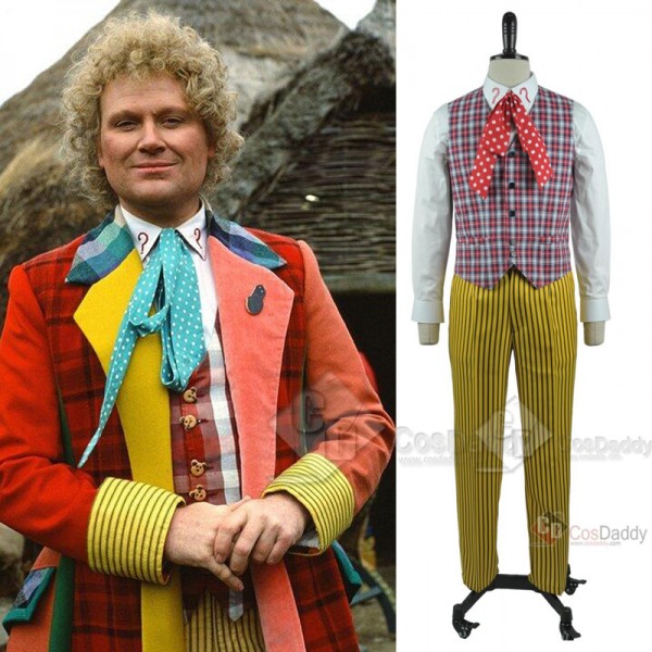 Doctor Who sixth 6th Doctor Colorful Lattice Suit Cosplay Costume