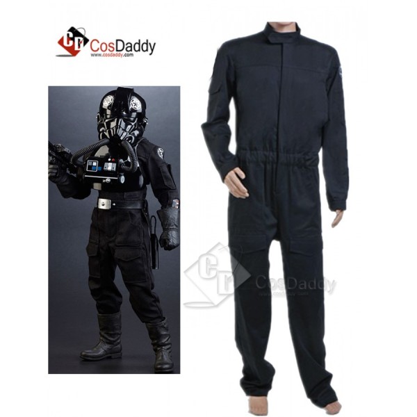 Star Wars Imperial Tie Fighter Pilot Black Flightsuit Jumpsuit Cosplay Costume