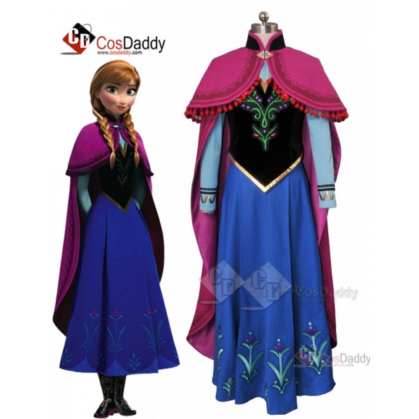 Frozen Princess Anna Dress Cloak Cosplay Costume