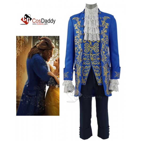 Cosdaddy 2017 New Beauty and the Beast Prince Blue Suit Cosplay Costume