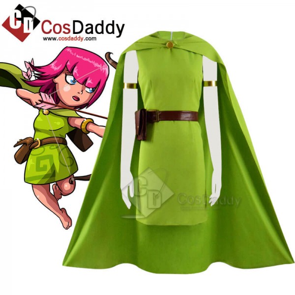 Archer Clash of Clans Costumes Green Dress Full Se...