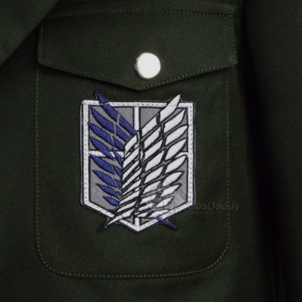 Attack On Titan Long Green Military Uniform Jacket Male Female Cosplay Costume