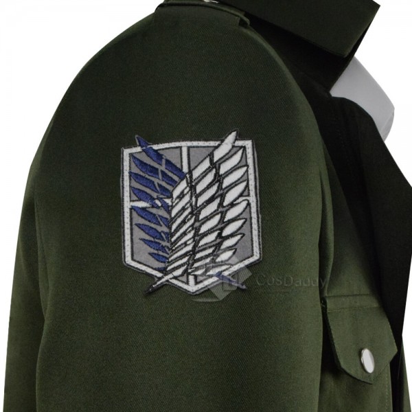 Attack On Titan Long Green Military Uniform Jacket Male Female Cosplay Costume