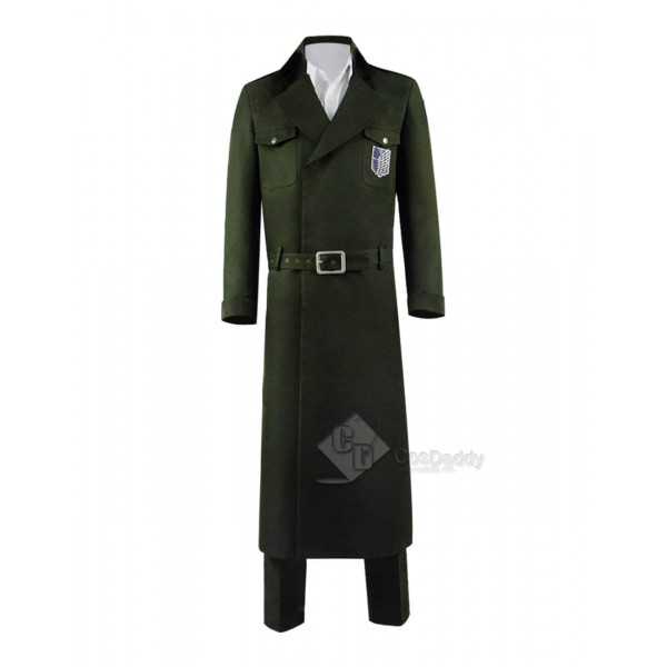 Attack On Titan Long Green Military Uniform Jacket Male Female Cosplay Costume